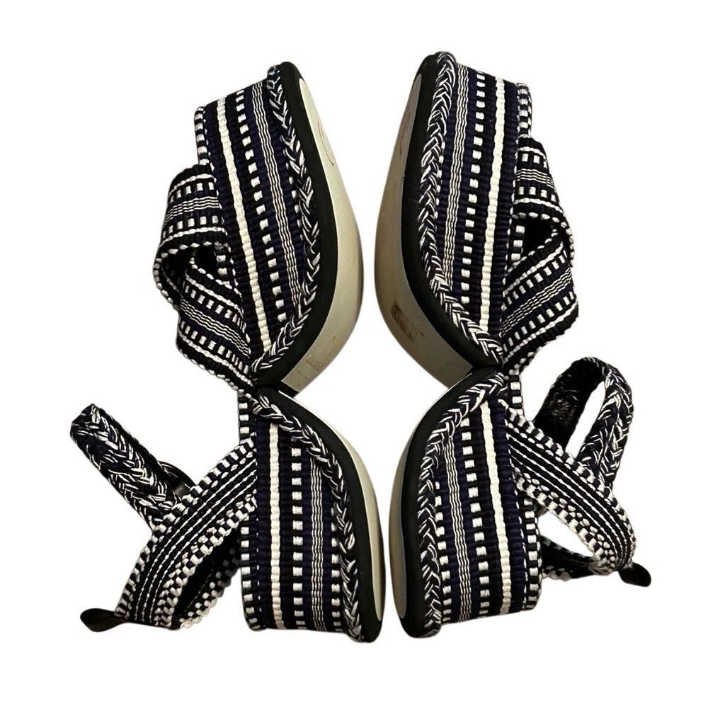 Amambaih Beatriz Platform Sandal Tapestry Noche Black White Blue Meril 40 9 - Picture 11 of 14